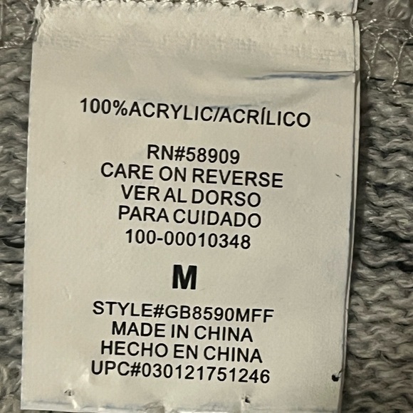 GB Poncho Sweater Gray Short Sleeve,  Black Fringe, Round Neck, size M - Picture 6 of 6